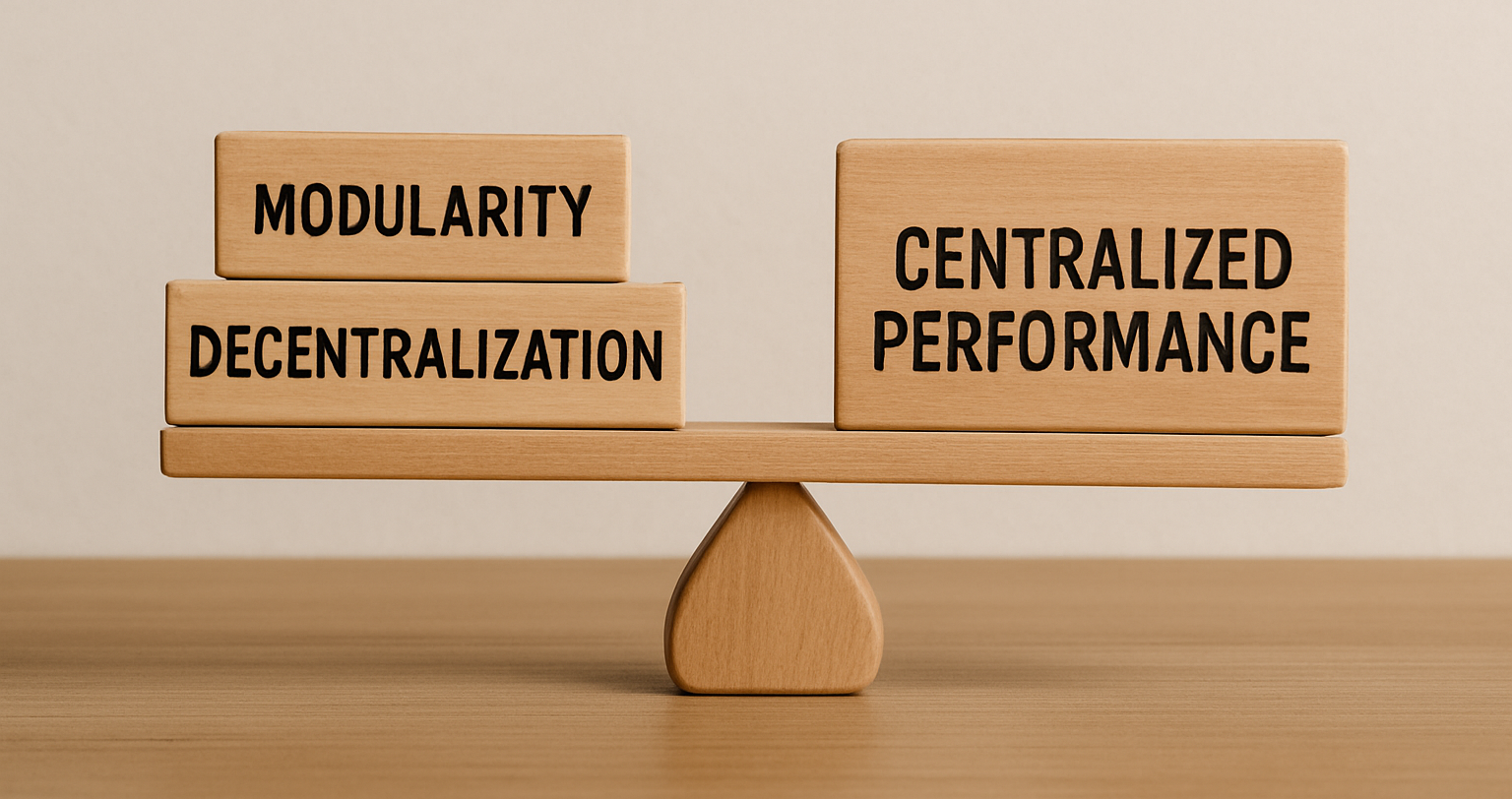 A scale balancing modularity, decentralization, and centralized performance